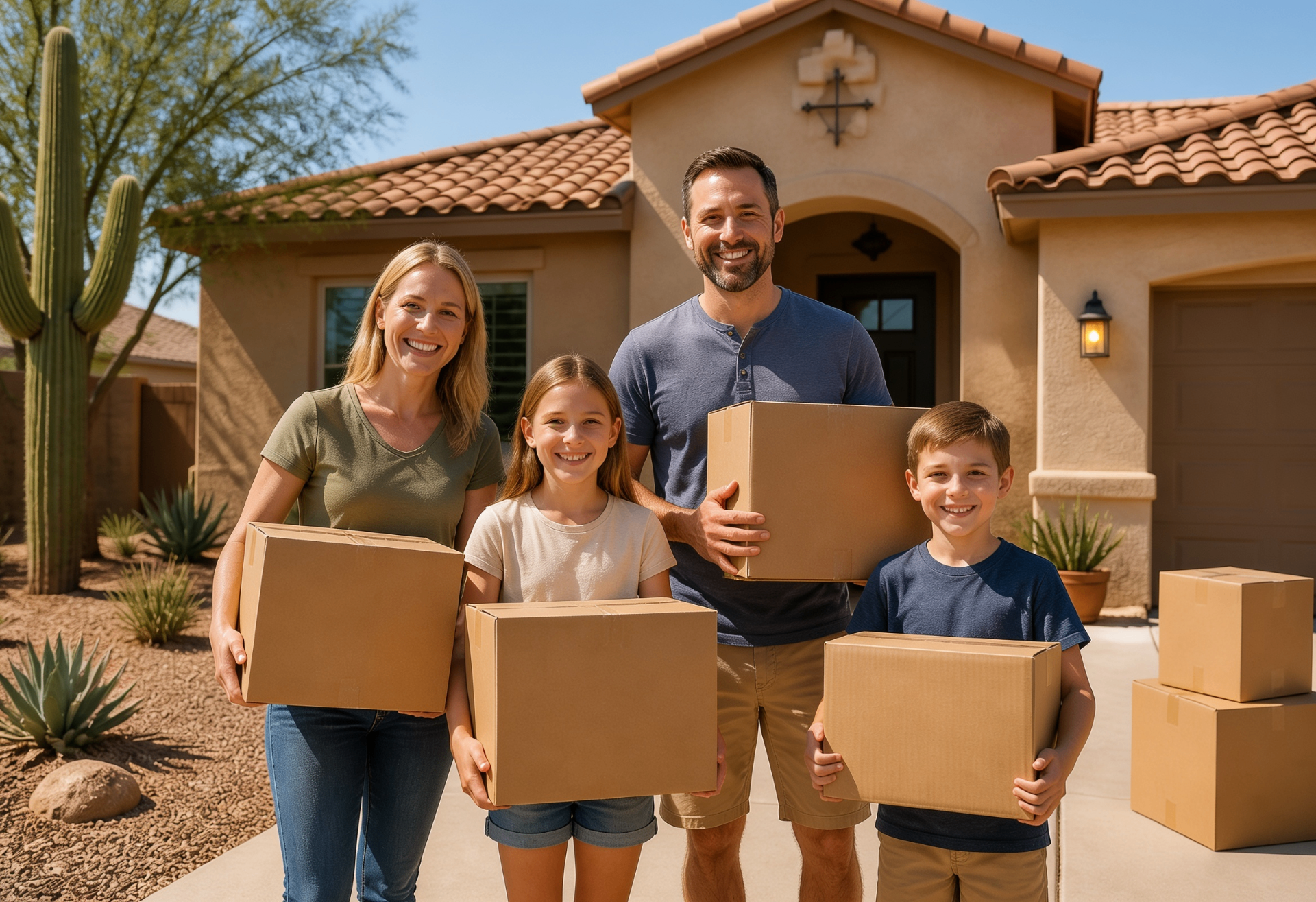Family moving into a Phoenix Arizona home